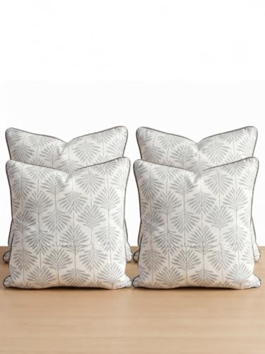 Image of Terra Bloom Premium 100% Cotton Printed Cushion Covers Set of 4 | 16 x 16 Inches Decorative Throw Pillow Cover | Hidden Zipper | Soft Sofa Cushion Covers for Living Room, Bedroom & Home Decor