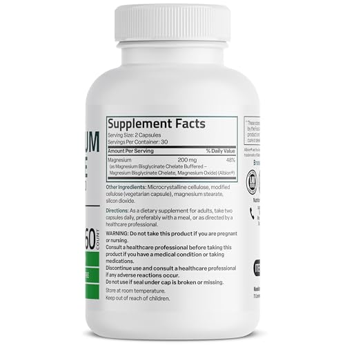 image for Bronson Magnesium Glycinate 200 MG per Serving Chelated for High Absor