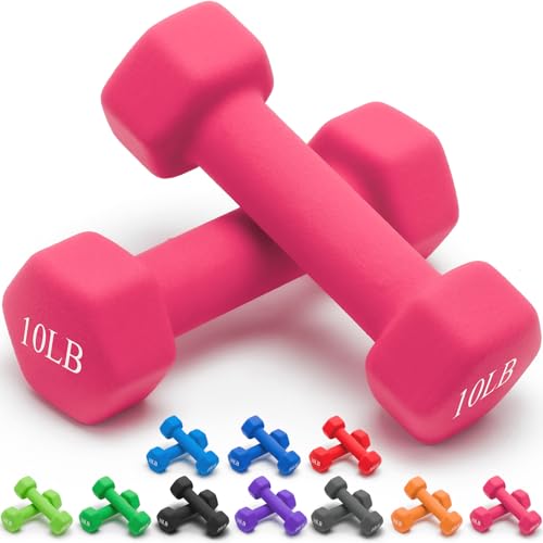 Portzon Neoprene Dumbbells Set 2x10-15 lb (Hex, Anti-Slip)