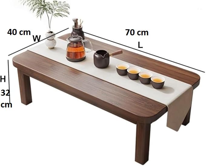 Image of Japanese Style Low Height Coffee Table, Premium Meditation Table for Home Office Farm,Table for Bedroom, Living Room, Indoor Outdoor. (70 x 40 x 32-cm)