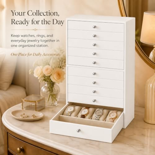 GUKA Large Jewelry Box, Jewelry Case with 10 Drawers - image 5