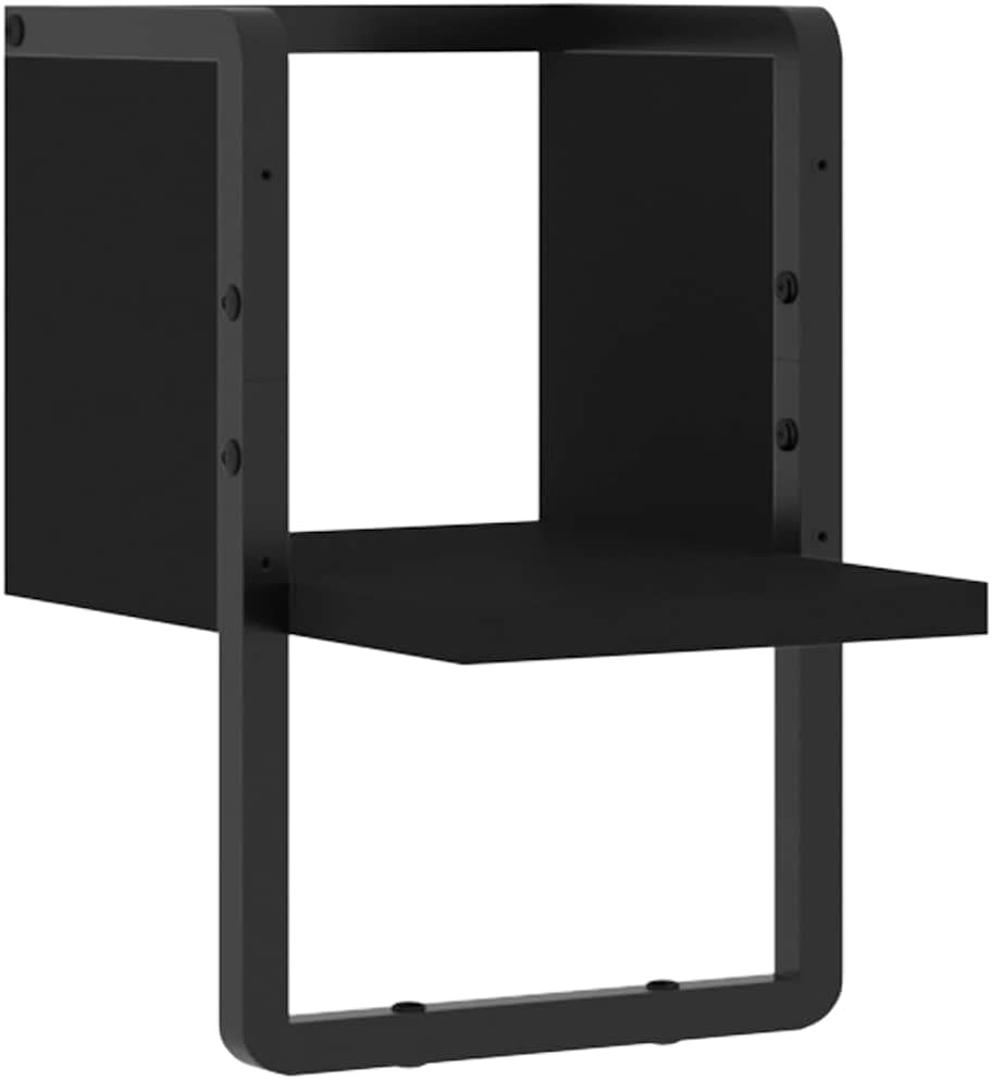 Modern Floating Wall Shelf, Black Engineered Wood, 7.9x9.8x11.8in, Compact Storage for Living Room, Bathroom, Bedroom Decor