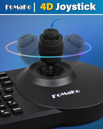 FoMaKo KC608 Pro NDI PTZ Controller (Black) - PoE, LCD Screen Preview, 4D Joystick, NDI License Included, for Church Live Streaming & Education