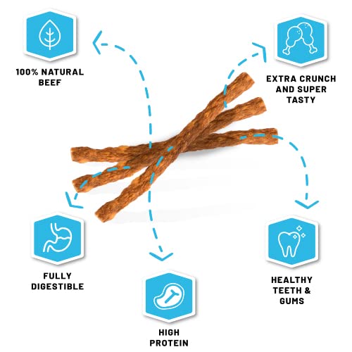 Sitka Farms Bundle With Beef Cheek Chips Gullet Dusted (10 Count) + Crunchy Beef Sticks 5" (50 Count) Special Chews For Aggressive Chewers #TOP1