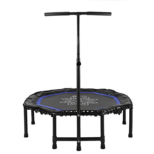 Xspec 44\" Silent Fitness Mini Trampoline with Adjustable Handrail Bar, Blue/Black - Thumbnail 5