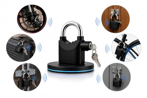 Image of Alarm Security Lock - Motion Sensor, 110dB Siren Alert,Steel Heavy-Duty Anti-Theft Padlock with 3 Keys, Weather-Resistant Heavy Body for Bikes, Gates, Doors, Sheds