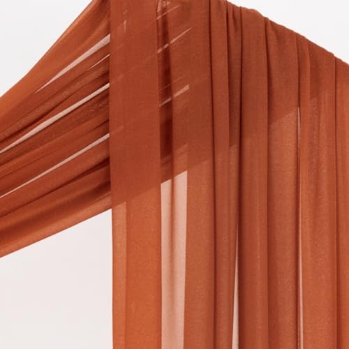 Image of Socomi Terracotta Sheer Wedding Decor Fall Draping Fabric 29 inch x 20Ft 4 Panels Arch Outdoor Curtain Drapes Extra Long for Bridal Baby Shower Birthday Party Decor