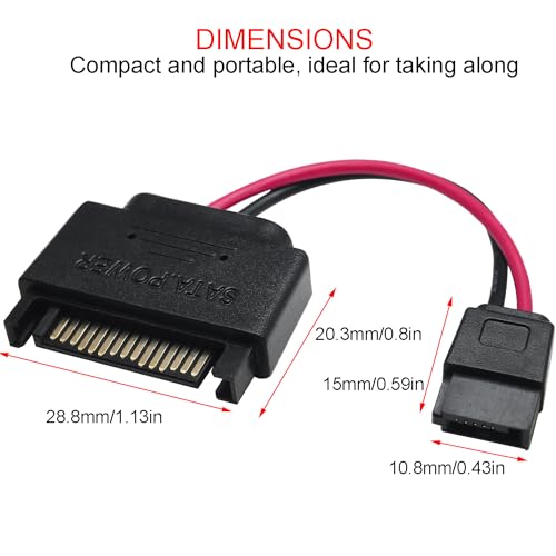 SATA de 15 pines a 6 pines cable de alimentación grueso para lector de CD interno 4