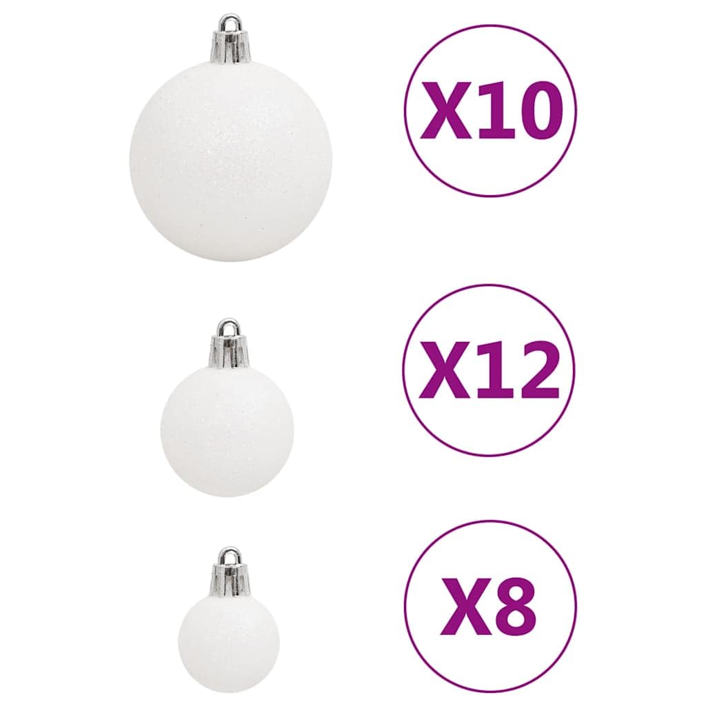 Lot de 111 boules de Noël en polystyrène blanc, boules de 3, 4, 6 cm, avec étoile et flocon de neige, décoration de sapin de Noël pour l'Avent, à suspendre au sapin
