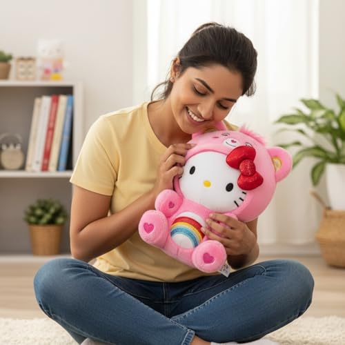 Image of Fusked Fluffies Hello Kitty Plush Soft Toy for Newborn Baby - 25 cm Cute Hello Kitty Stuff Toys for Kids (12 Month to 1.5 Year) - Safe, and Washable