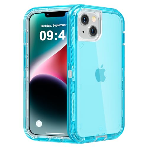 Follaroma for iPhone 14 Case, Heavy Duty Shockproof Protection Phone Cases, Anti-Drop, Dual Layer Transparent Protective Cover Compatible with iPhone 14 (6.1 inch), Crystal Blue