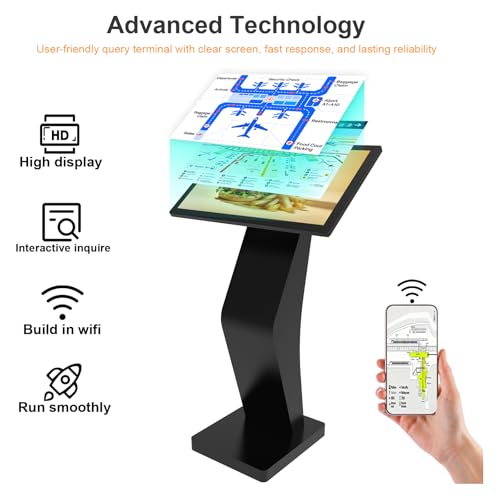 Image of 27 Inch Touch Screen Kiosk, 10pt PCAP Capactive Touch Screen Digital Signage, Windows OS K-Style Indoor Digital Signage, Interactive LCD Display Signage, U-Disk Publish Content, Split Screen
