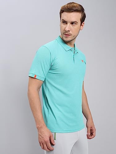 Image of TECHNOSPORT Men's Polyester Slim Fit Self-Design Short Sleeve Polo Matpiq T-Shirt with Anti Microbial, Techno Dry for Regular and Casual Use