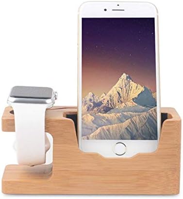 Apple Watch Phone Stand,Ovtel Bamboo Wooden New 4 in 1 Desktop Nightstand Cell Phone Charger Stand Compatibile iPhone X/8/7/6/6s Plus,Apple Watch 38mm 42mm - iPhone Charger Stand