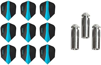 3 Sets of Harrows Retina Standard Dart Flights Plus 1 set of 3 Aluminum Dart Flight Protectors (Aqua)