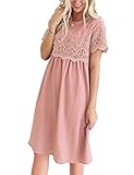 LookbookStore Women Lace Crochet Back Keyhole A Line Short Casual Babydoll Dress