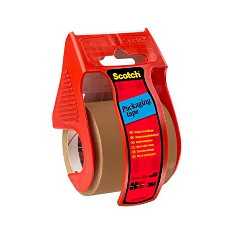 Scotch Packaging Tape on Easy Start Dispenser, 48 x 20.3 mm, Brown, Pack of 1 Cover
