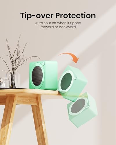 Gaiatop Mini Space Heater, Lightweight PTC Ceramic Fast Heating 500W Energy Efficient for Indoor Use, Overheating & 45° Tip-Over Protection, Portable Desk Electric Heaters for Office Home Green - 3