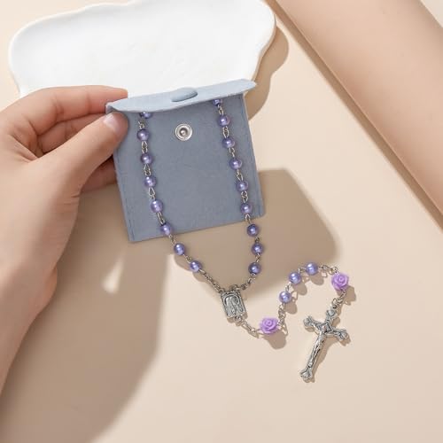 Rosary Beads Catholic for Women - Confirmation Gifts for Teenage Girl,6mm Artificial Pearls Rosary, Exquisite Gifts for Women4