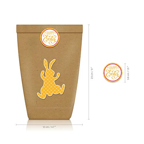 12 sacos de papel kraft Happy Easter para doces de páscoa, colorido coelhinho da páscoa, caixa de do