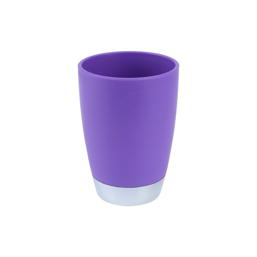 Yosoo, 6-teiliges Luxus-Badezimmer-Set aus Kunststoff, bestehend aus Lotionsflasche, Zahnbürstenhalter, Zahnputzbecher, Seifenschale, WC-Bürste, Abfalleimer violett