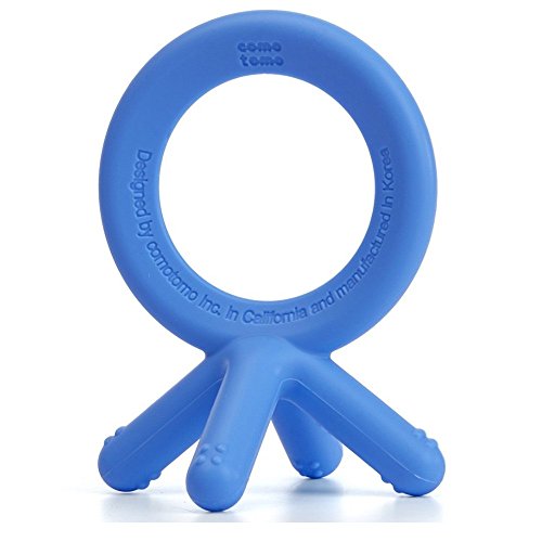 Comotomo Silicone Baby Teether, Blue, 1.75×1.75×3 Inch (Pack of 1)