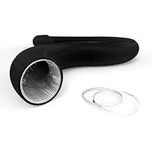 TURBRO AirSupply Vent Hose 4 Inch Diameter 25 Feet Length - Flexible Aluminum Ducting w/ 2 Stainless Steel Clamps for HVAC Ventilation, Air Exhaust and Circulation in Grow Tent, Kitchen, and Bathroom