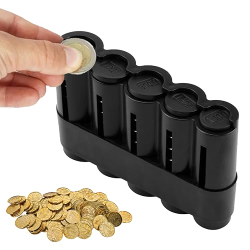Monnayeur Pièces Euro, Monnayeur Serveur, Monnayeur Avec 5 Compartiments Pour Monnaie En Plastique, Pour Serveur, Vendeurs En Parc D'attractions (Noir)