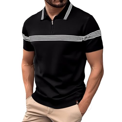 Polo homme à manches courtes avec fermeture éclair quart fluide