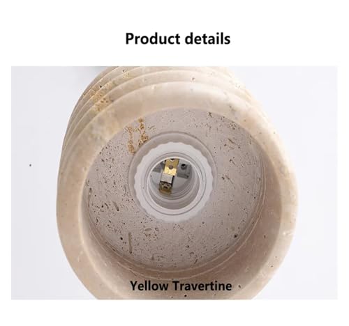 Suspension en travertin jaune et luminaire de chevet LED pour une chambre cocooning
