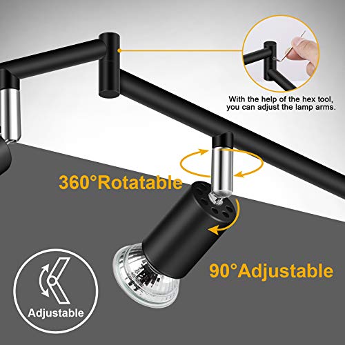 image for Ascher 6-Light LED Track Lighting Kit, Flexibly Rotatable Light Heads,