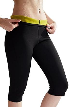 Vinmin Womens Neoprene Sauna Capri Pants, Sweat Leggings for Weight Loss | High Waist Slim Fit Tummy Control Waist Trainer, Thermo Sweat-Boosting Body Shaper for Gym, Home & Daily Wear
