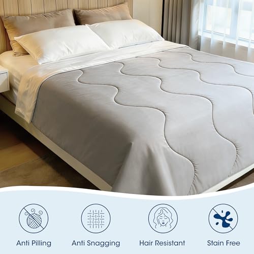 Image of Seward Park Cooling Comforter Full /Queen Size, All Season Reversible Cooling Blanket for Night Sweats, Cold Touch Fabric for Hot Sleepers, Breathable Lightweight for Summer, Black /Grey, 86x92 Inches