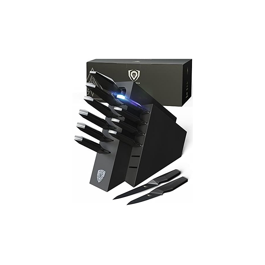 DALSTRONG-Knife-Block-Set-12-Piece-Shadow-Black-Series-Black-Titanium-Nitride-Coated-High-Carbon-7CR17MOV-X-Vacuum-Treated-Steel-NSF-Certified DALSTRONG 12pc Professional Knife Block Set-Black