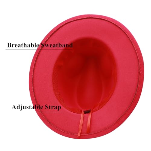 Image of Mens Fedora Hats Classic Wide Brim Fedora Hat for Women Men Dress Hats Panama Hat with Band