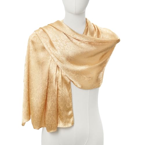 Silk Jacquard Shawl Wraps for Women, Solid Color Reversible Formal Pashmina Scarf Evening Dress Stole4