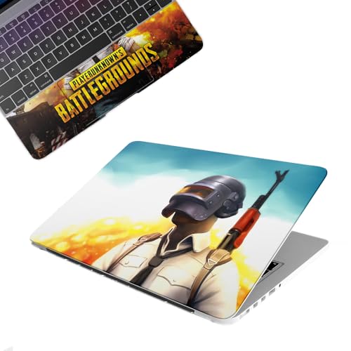 Image of Galaxsia PUBG D1 Top+Wrist Pad Vinyl Laptop Skin /Sticker /Cover Upto 15.6 Inches Laptops Laminated-Removable-HD Quality Compatible for Hp-Dell-Sony-Lenovo-Asus etc.(15x10 Inches)