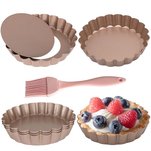 Urxirha 6PCS Tart Pans with Removable Bottom, 4-Inch Quiche Pans