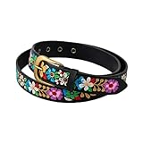 Geyoga Mexican Floral Belt Women Embroidered Western Boho PU Leather Fashion Belt for Dress Jeans Cinco De Mayo Luau Party