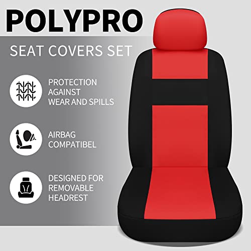 Haiyaotimes Car Seat Covers Full Set, Washable Breathable Premium Cloth Seat Covers For Cars, Car Interior Covers Universal Fit For Most Cars Sedan Truck Suv, Airbag Compatible, Black/Red #TOP3