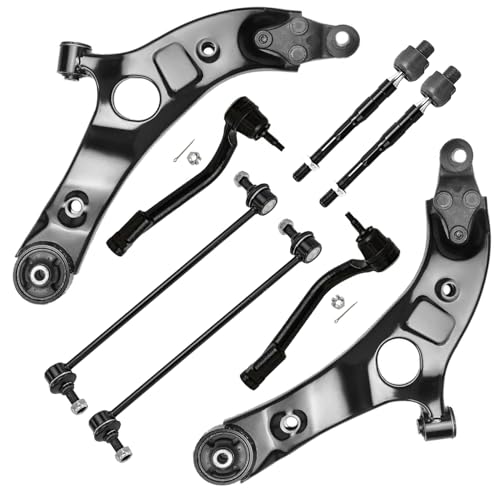 Detroit Axle - 8pc Front End Control Arms Kit for Hyundai 2015-2018 Santa Fe, 2015-2019 Santa Fe XL, 2 Lower Control Arms Ball Joints Assembly 2 Sway Bars 4 Inner Outer Tie Rods 2016 2017 Replacement