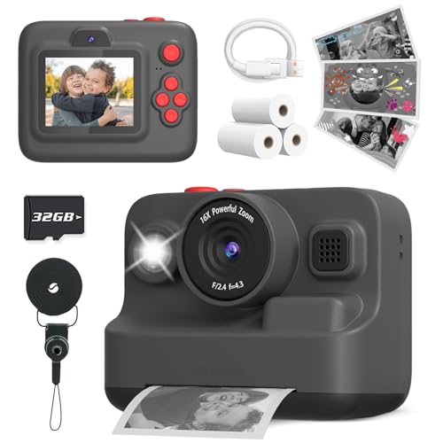 Yehtta Kids Camera Instant Print 2.4in Screen HD 1080P Selfie Digital Camera for Kids Christmas Birthday Gifts Toys for 3-12 Year Old Boys Girls Portable Toy Camera with 16x Zoom Time Lapse