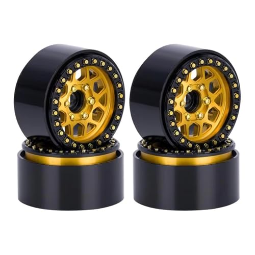 RC�J�[�^�C�� for SCX10 Pro For TRX4 For Capra VS4-10 For Redcat Gen8 1/10 RC �N���[���[ �J�[ �^�C�� CNC �A���~ 1.9 �C���` �r�[�h���b�N �z�C�[�� �n�u(Yellow)