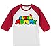 Personalized Super Family Birthday Shirt | Mario Shirt | Matching Set | Handmade Decorated Shirt | Personalized with Name and Age | Unisex 3/4 Sleeve Raglan T-Shirt | #1105