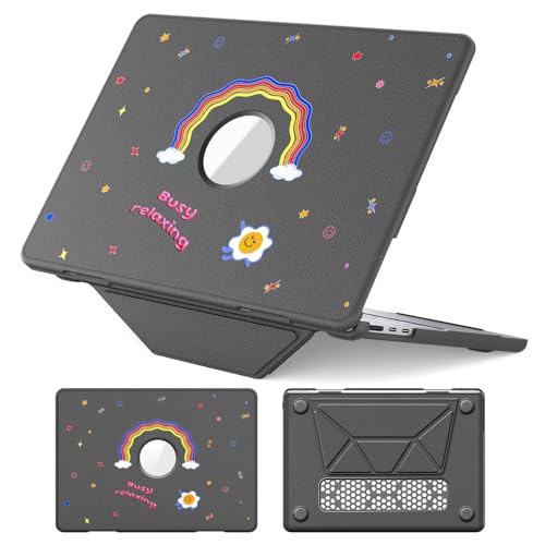 Coque MacBook Pro 13 A1989 arc-en-ciel housse rigide en cuir avec support