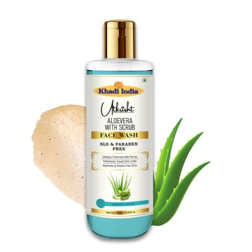 Image of Khadi Moisturizing Aloe Vera Face Wash 200ml | Herbal & Natural | Deep Cleansing, Hydrating & Exfoliating | Controls Oil & Brightens Skin | SLS & Paraben Free | All Skin Types | Men & Women