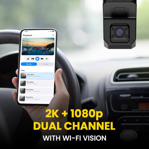 Image of Dash Cam + GPS Tracker for Car 2K Front & Rear w /Engine Cut On /Off, 270Wide Angle 2 Channel Loop Recording w /Night Vision, WiFi 6 Real-time 10+ GPS Alerts Heat Resistant for Indian Roads