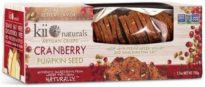 Kii Naturals Artisan Crisps, Cranberry Pumpkin Seed, 5.3 Ounce (Pack of 4)