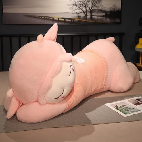 Smedic特大羊毛ぬいぐるみ抱き枕かわいい手触りふわふわ腰パッド動物人形 (160CM(6kg),ピンク)