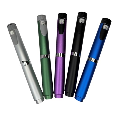 GXZ Health V2 Reusable Injection Pen Set 5 Pens W/ 5 FREE cartridges – 60 Unit - Black, Silver, Green, Purple and Blue